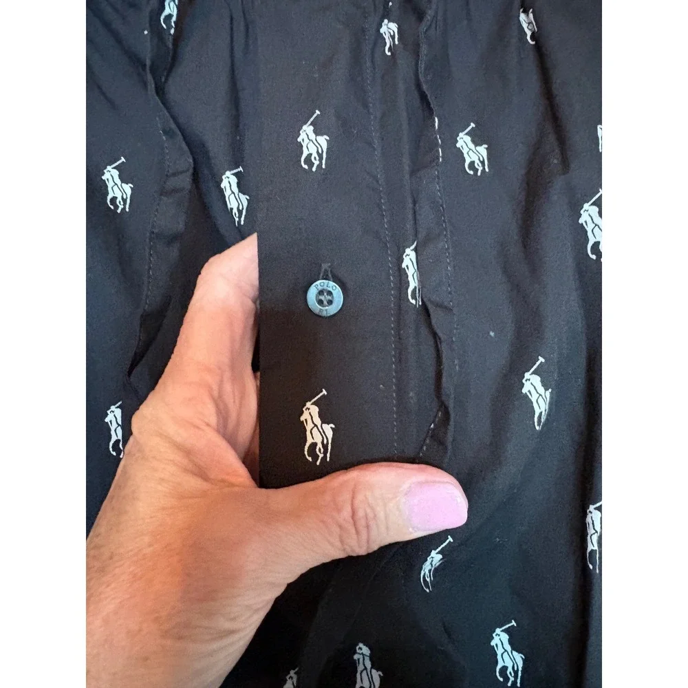 Polo Ralph Lauren Mens 1XT Black All Over Pony Logo Cotton Pajama Pants‎ XL Tall